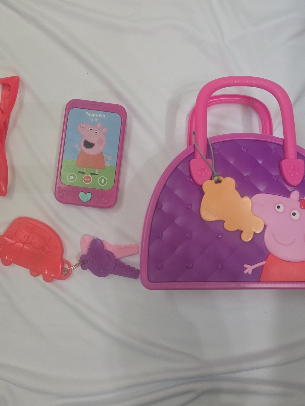 Pink and Purple Kids Toy Purse with Matching Toy Phone and Keys